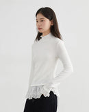 High-Neck Slim-Fit T-Shirt With Spliced Hem