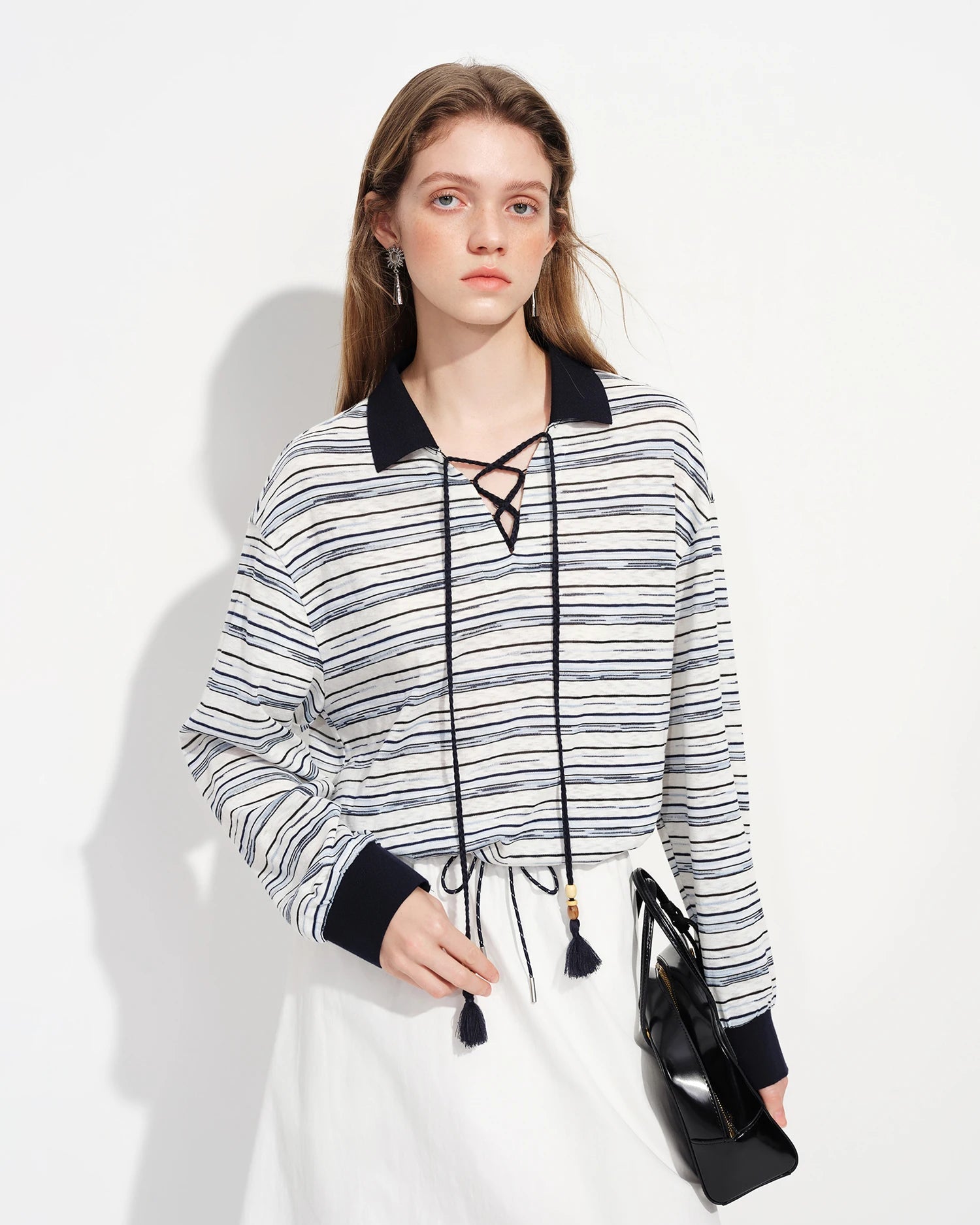 Classic Striped Color-Blocked Polo Shirt