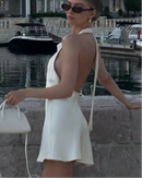 Satin Halter Backless Mini Dress
