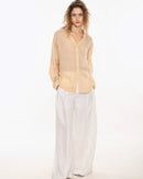 Ramie V-Neck Button-Down Shirt