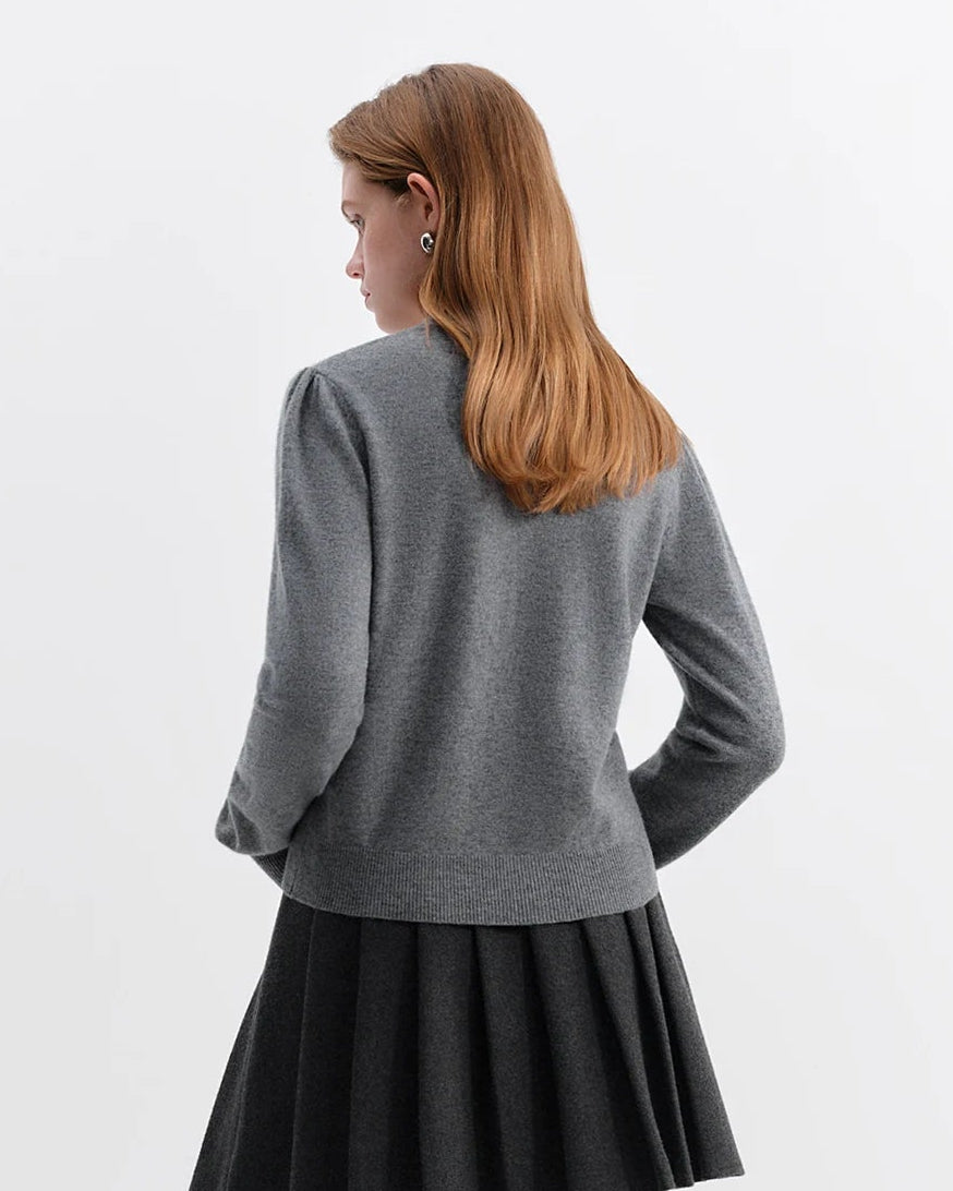 Openwork V-Neck Wool Knit Sweater