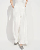 Elastic-Waist Wide-Leg Flared Trousers