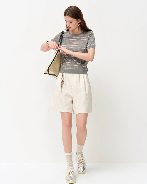 Versatile Linen Blend Classic Casual Shorts