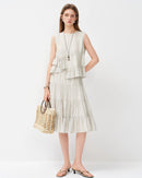 Irregular Sleeveless Casual Striped Shirt