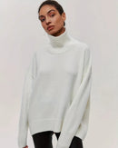 Oversized Solid Turtleneck Sweater