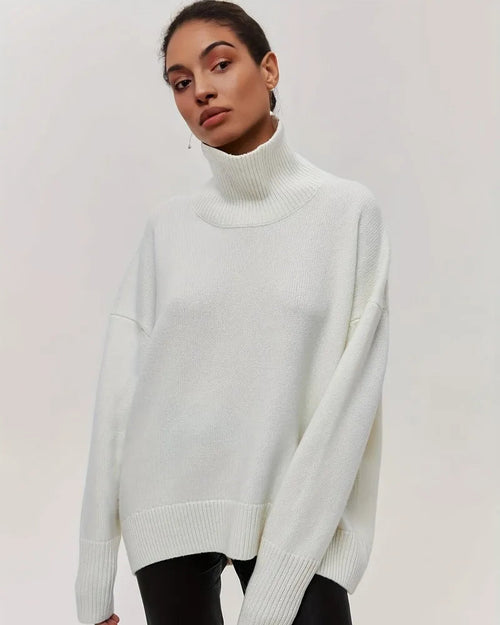 Oversized Solid Turtleneck Sweater