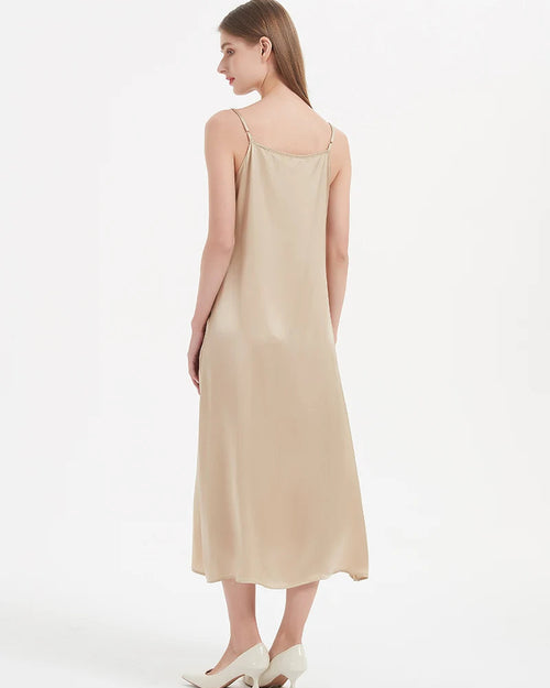 Mulberry Silk Spaghetti Strap V-Neck Maxi Dress