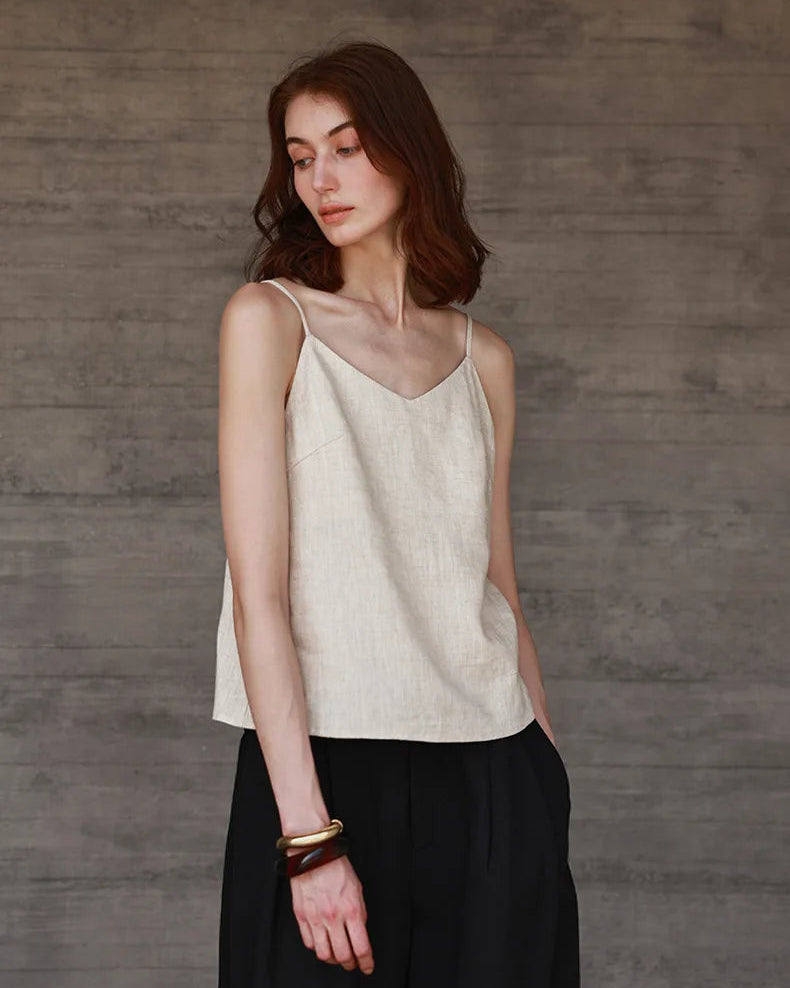 Linen V-Neck Adjustable Camisole