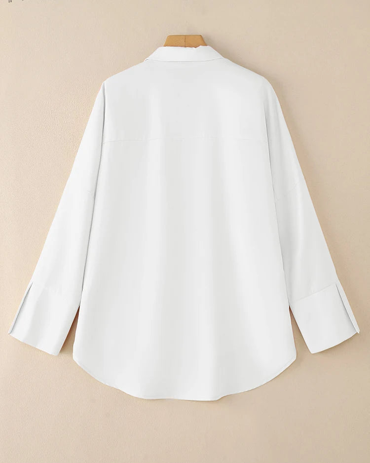 Oversized Turn-Down Collar High-Low Shirt