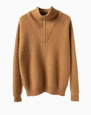 Gentle Herd Lapel Zipper Cashmere Pullover