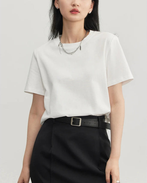 Solid Cotton Relaxed Crew Tee