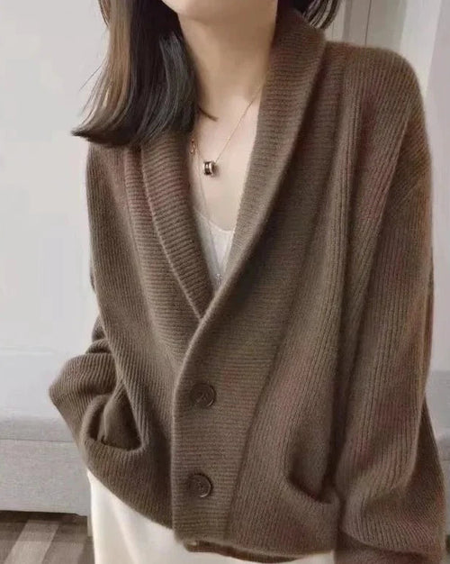 Shawl Collared 100% Cashmere Cardigan