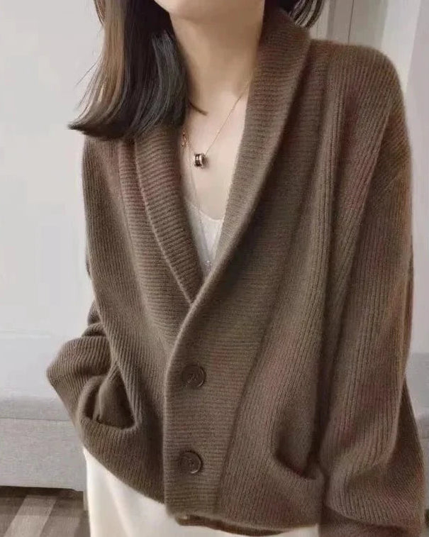 Shawl Collared 100% Cashmere Cardigan