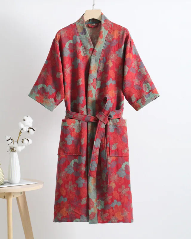 Cotton Double Gauze Japanese Kimono Robe