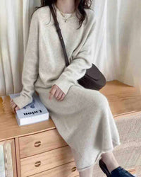 Straight Length Wool Maxi Dress