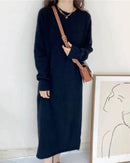 Straight Length Wool Maxi Dress