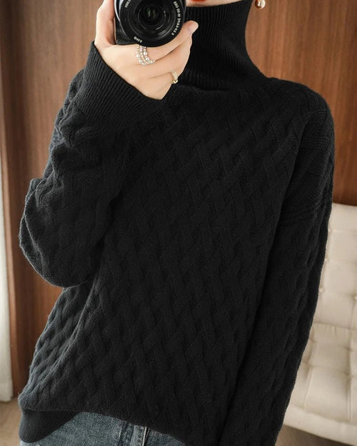 Slouchy Turtleneck Wool Sweater