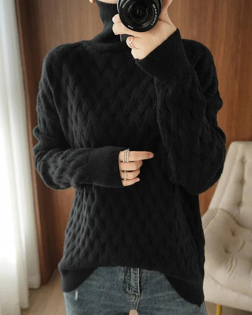 Slouchy Turtleneck Wool Sweater